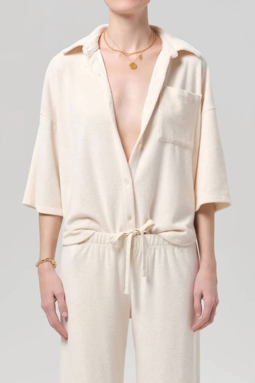 NEW CITIZENS OF HUMANITY francis knit shirt in cream